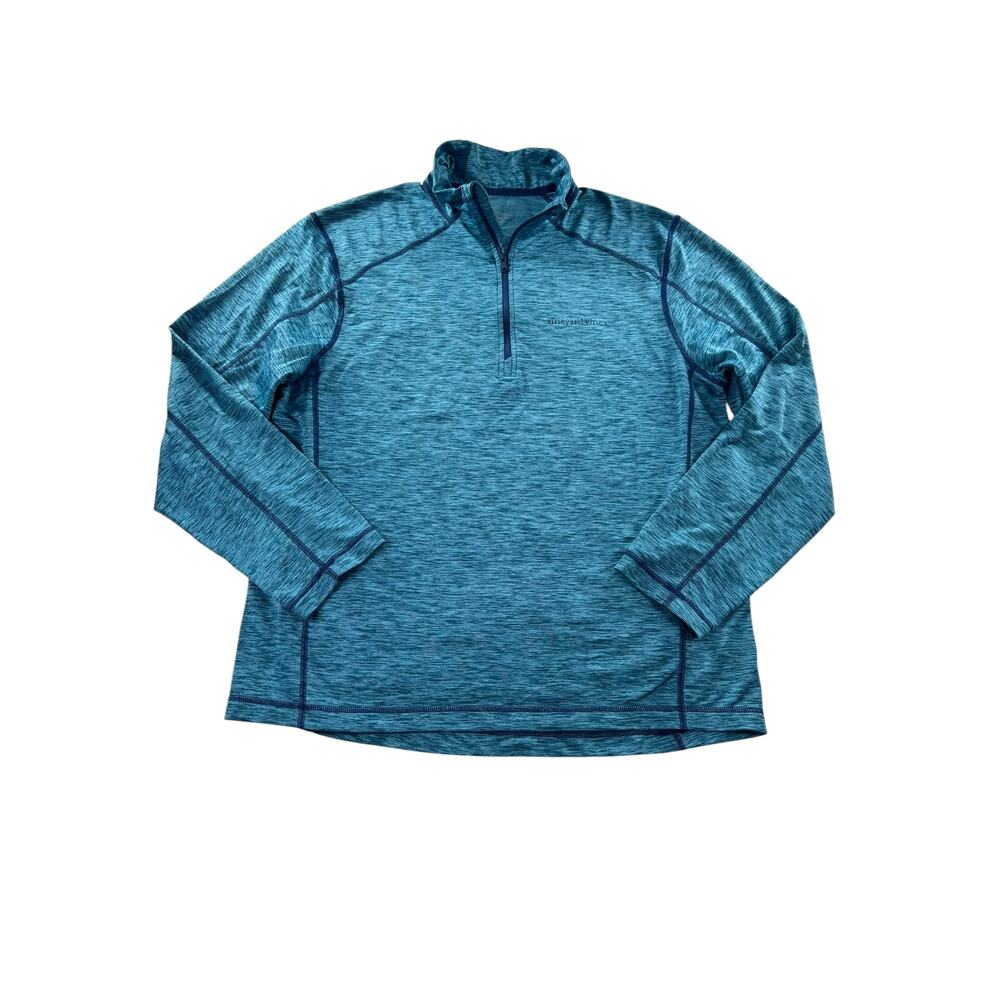 Vineyard Vines Performance 1/4 Zip Mens M Blue Golf Pullover Mock Neck Fishing